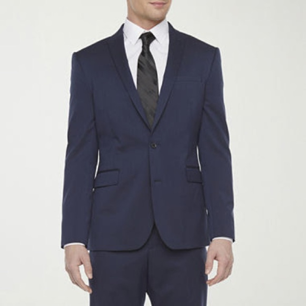 J. Ferrar Navy Slim Fit Suit Jacket